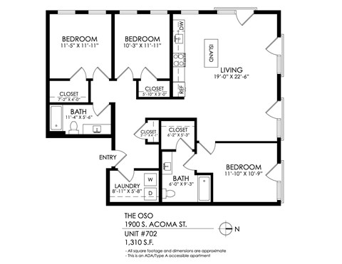 A black and white image of a floor plan for an apartment.